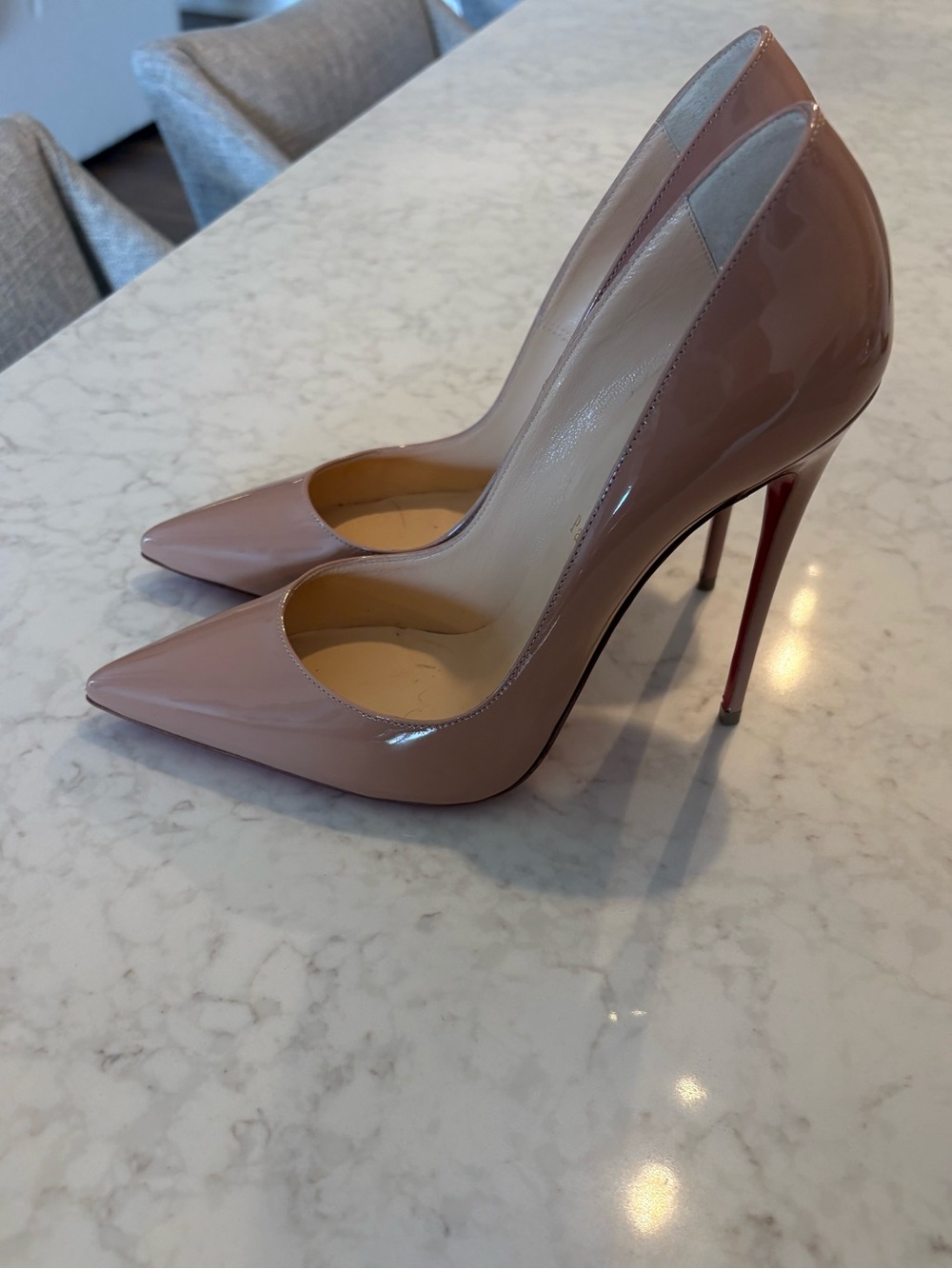 Christian Louboutin So Kate 120 Nude Patent Pumps 10